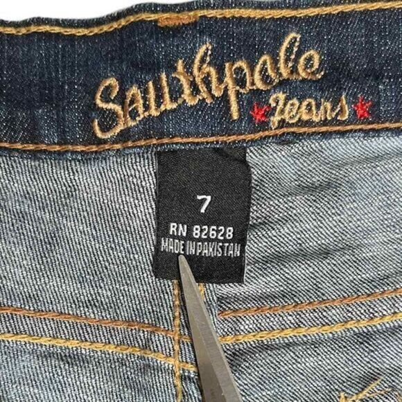 South pole Distressed Cropped Straight Leg Denim‎ Jeans Size 7 - Picture 5 of 8